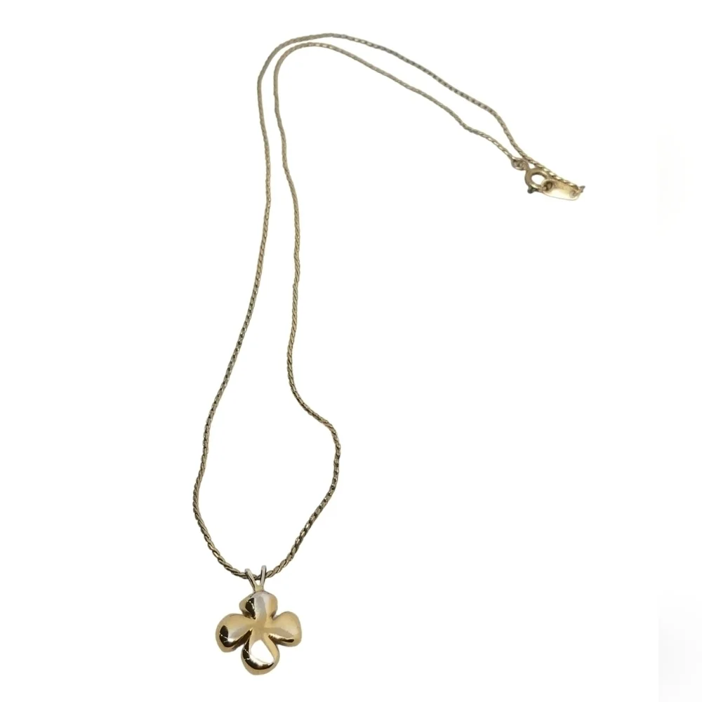 CROWN TRIFARI RARE 1955 GOLDTONE ROPE CHAIN & CRYSTAL FLOWER PENDANT NECKLACE